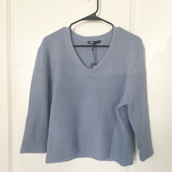 Maje short angora blend blue sweater XS/S - Picture 3 of 8